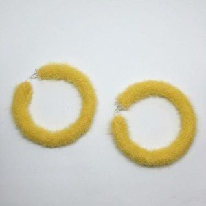 NWOT Handmade Yellow Fluffy Round Earrings
